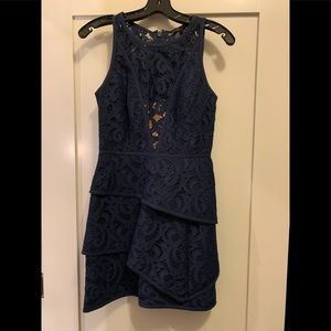 BCBG sleeveless tiered mini dress in dark navy